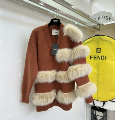 fendi wool thickened yarn cardigan jacket