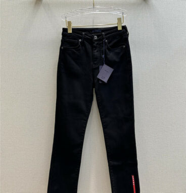 prada red label small straight plus thin velvet jeans