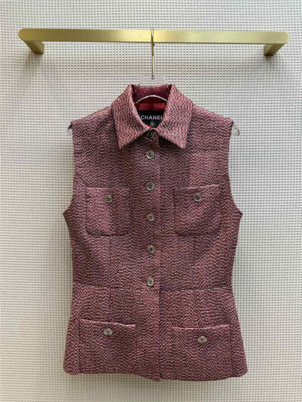chanel sequined woven lapel vest
