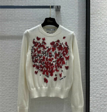 dior colorful world embroidered cashmere sweater