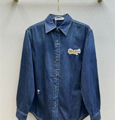 dior denim shirt with embroidered letter logo