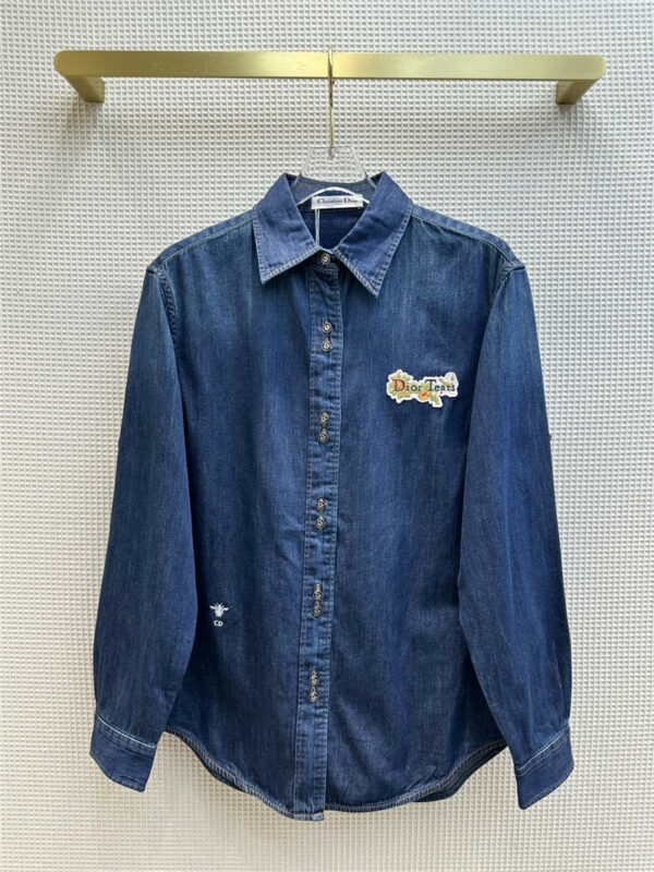 dior denim shirt with embroidered letter logo