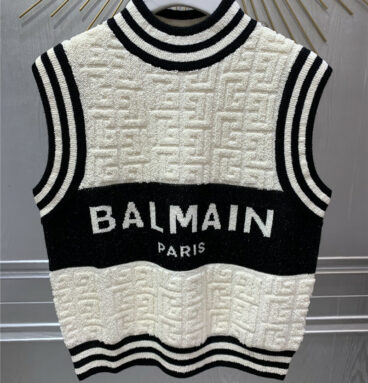 Balmain new letter three-dimensional embossed knitted vest