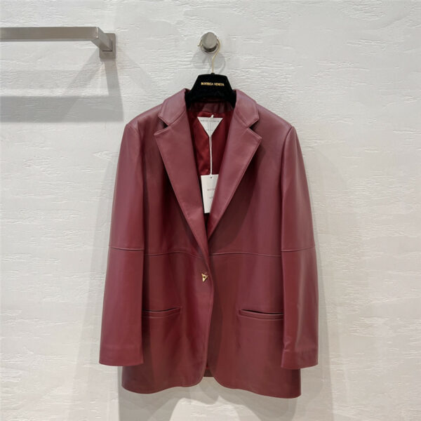 Bottega Veneta Sheepskin Premium Burgundy Leather Suit
