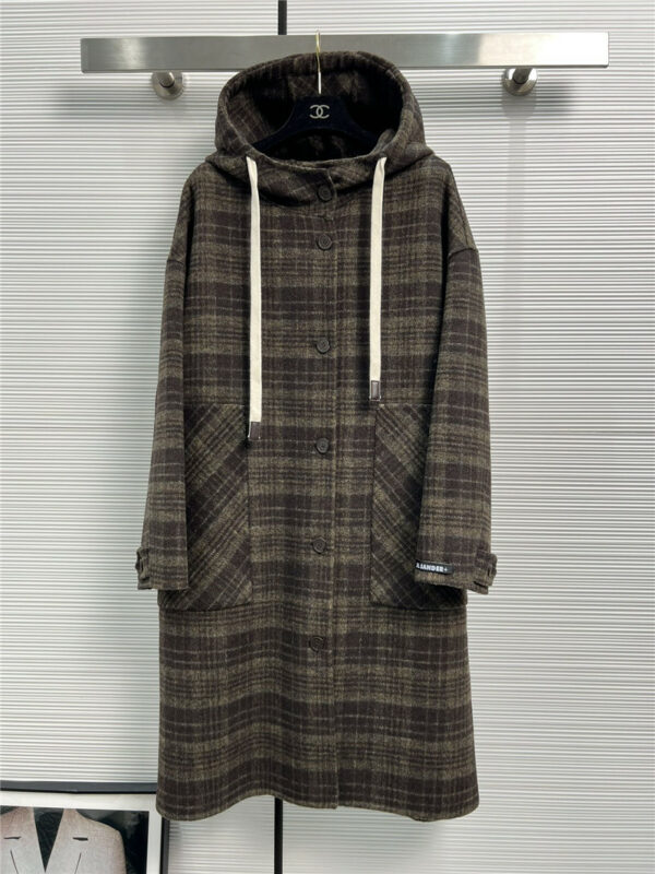 jil sander plaid double-sided cashmere coat