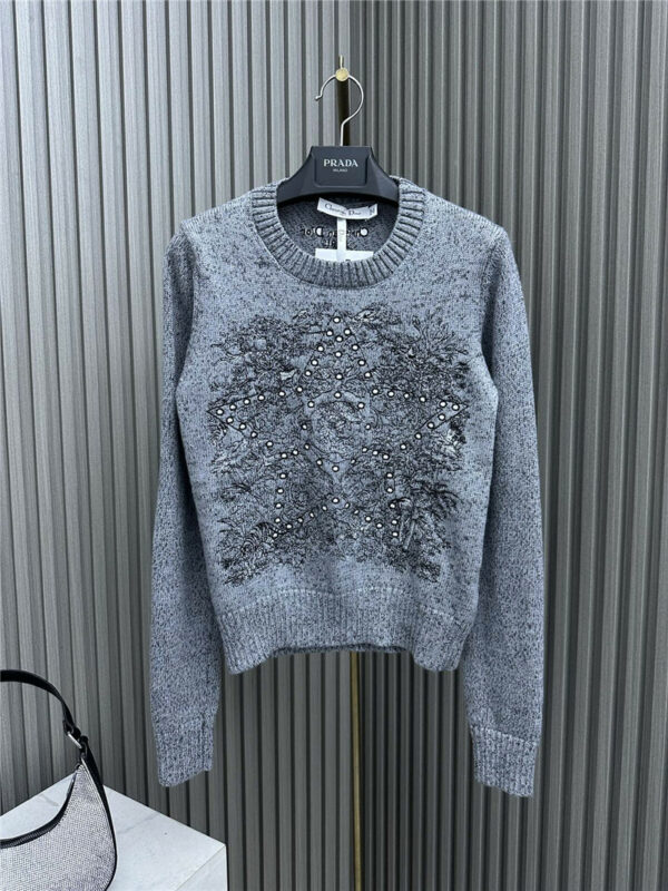 dior embroidered crew neck sweater