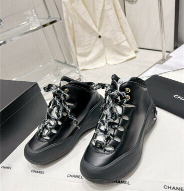 chanel sports lace-up thick-soled women's boots