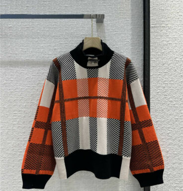 Hermès colorblock checked cashmere sweater
