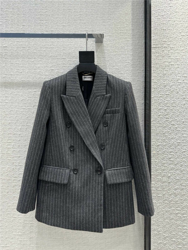 YSL gray vertical stripe blazer
