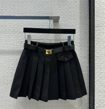 prada vintage metal triangle buckle belt skirt