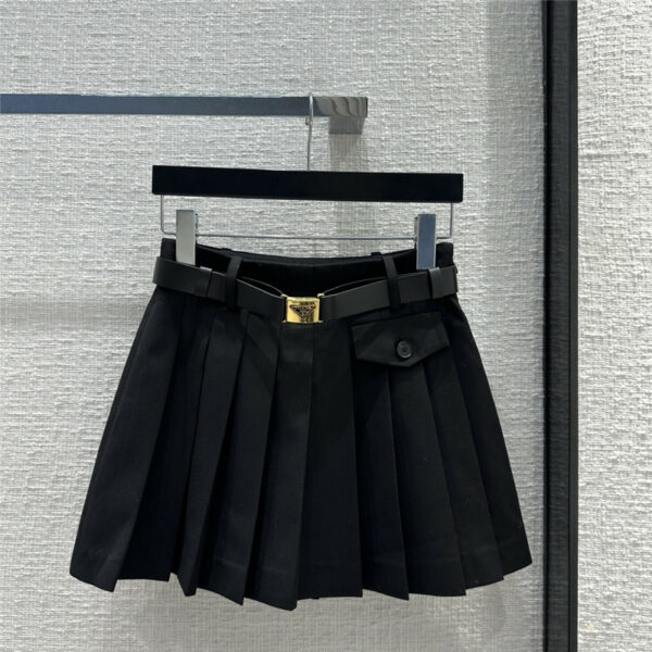 prada vintage metal triangle buckle belt skirt
