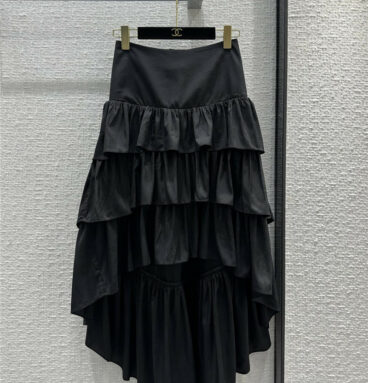 chanel camellia element hardware buckle black long skirt