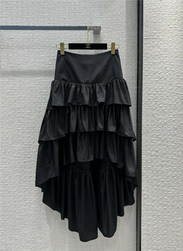 chanel camellia element hardware buckle black long skirt
