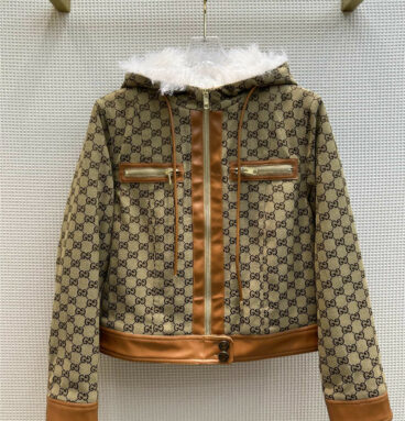 gucci hooded leather GG jacket
