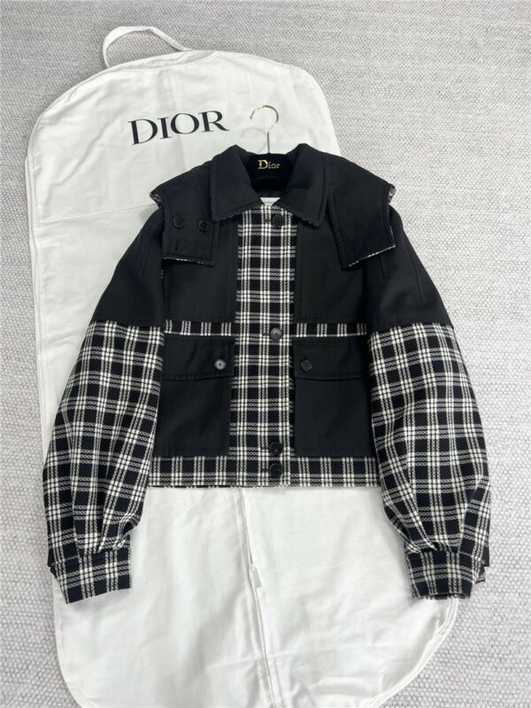 dior hooded plaid cotton jacket