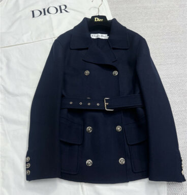 dior belted short wool jacket