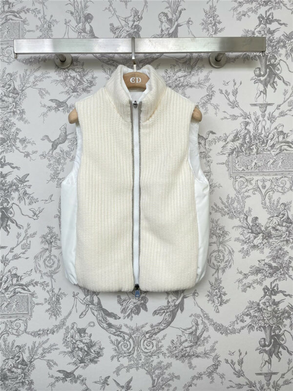 Brunello Cucinelli new knitted patchwork cotton vest