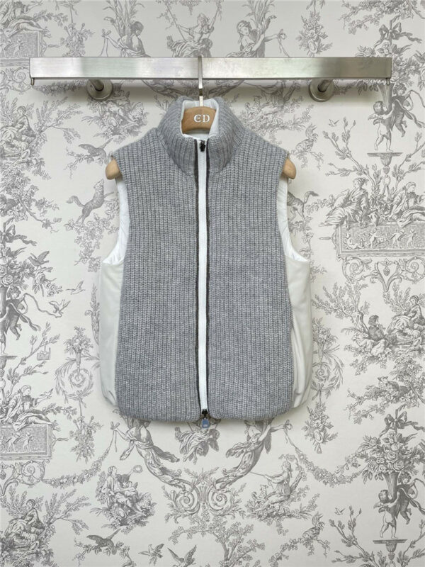 Brunello Cucinelli new knitted patchwork cotton vest