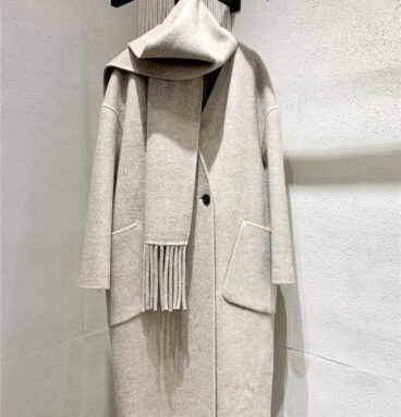 the row wool camel fleece scarf coat