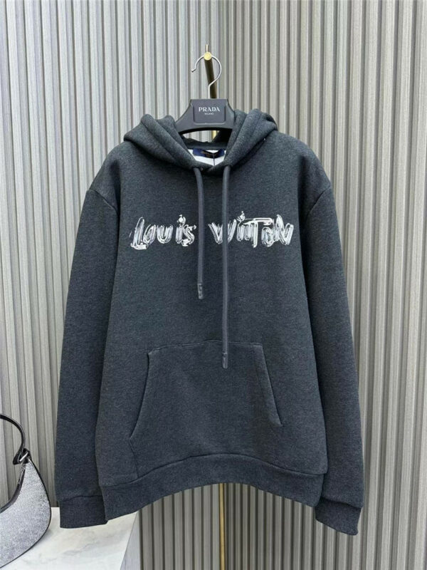 louis vuitton LV velvet hand-painted hooded sweatshirt
