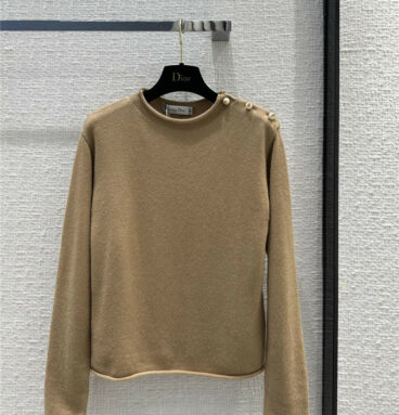 dior pearl button rolled hem sweater
