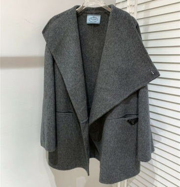 prada irregular large lapel wool coat
