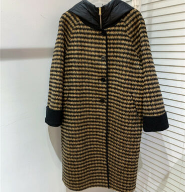 celine plaid down hooded wool coat