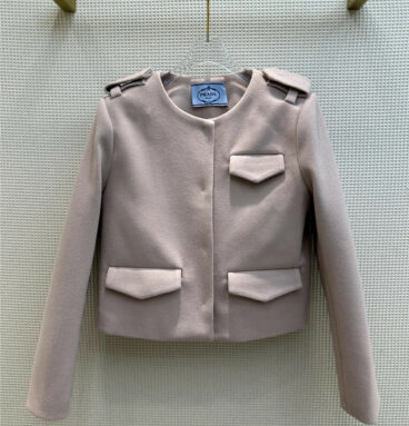 prada pink woolen short coat
