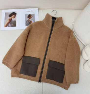 Brunello Cucinelli new alpaca double pocket knitted jacket