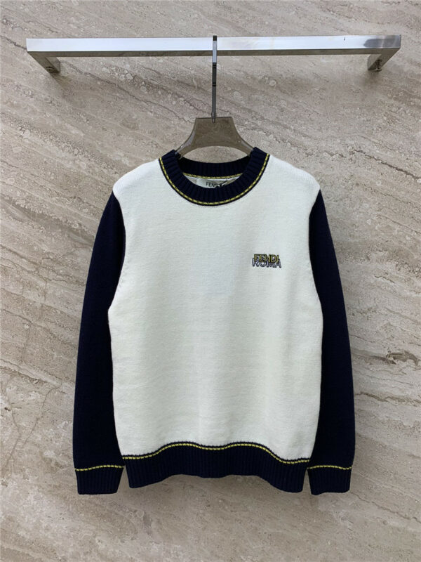 fendi embroidered logo long-sleeved knitted sweater