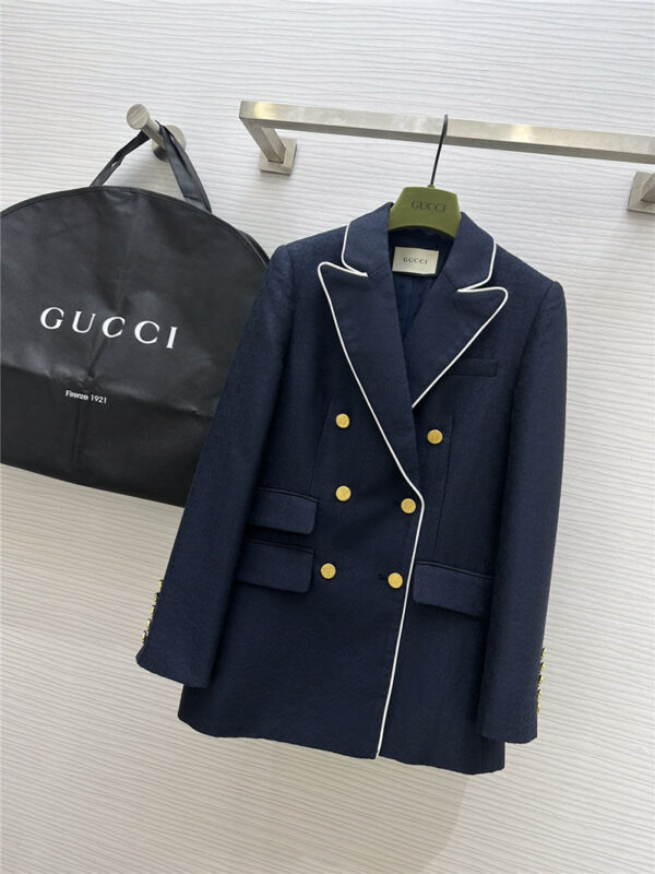gucci blue GG jacquard blazer