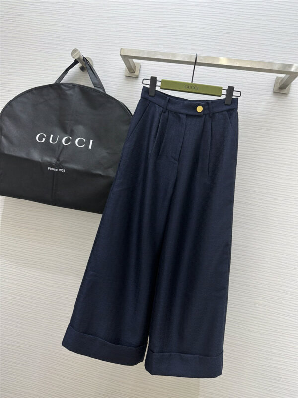 gucci blue GG jacquard trousers
