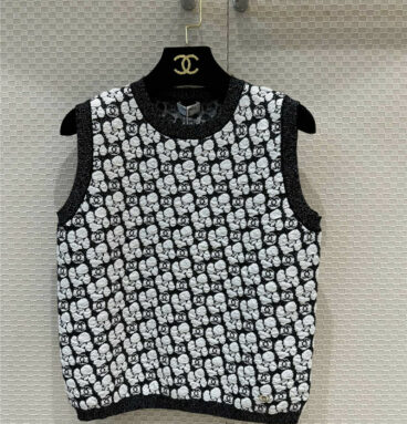 chanel camellia cashmere knitted vest