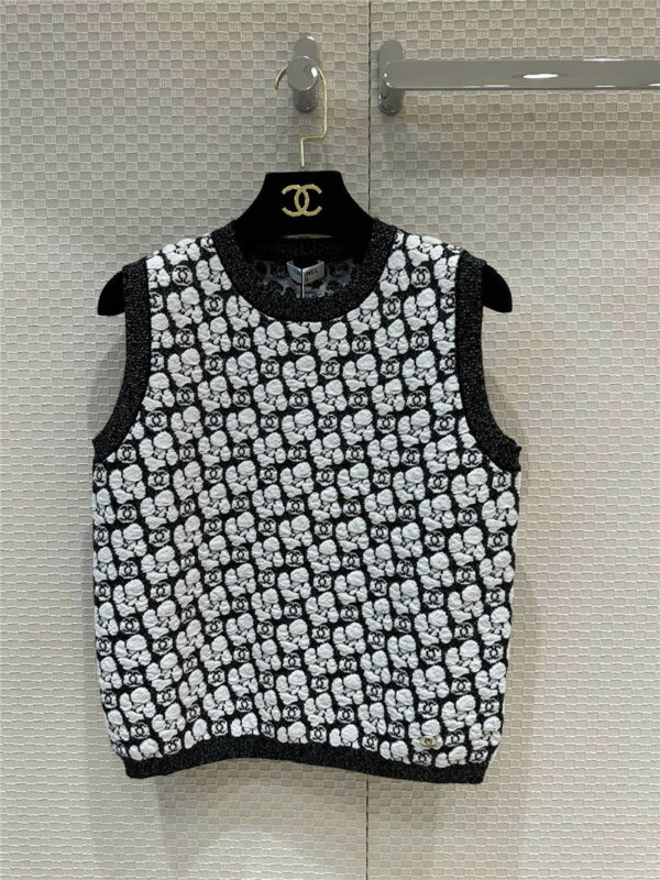 chanel camellia cashmere knitted vest