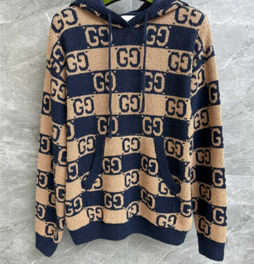 gucci jacquard hooded sweater