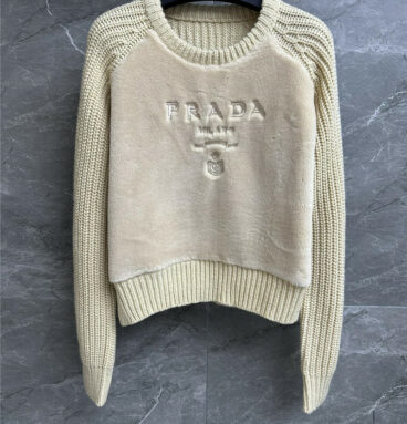 prada fur patchwork sweater