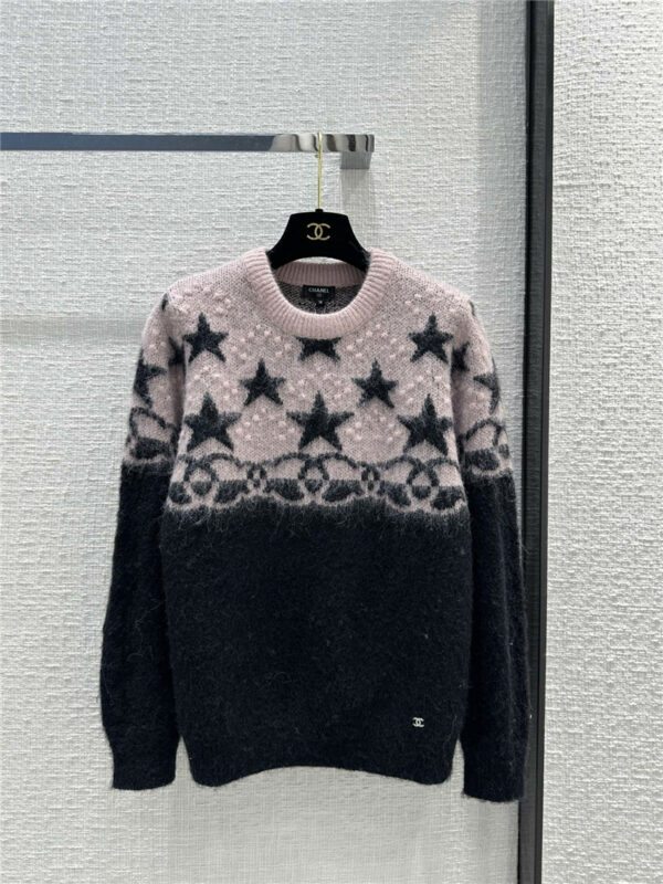 chanel double c color block mohair blend sweater