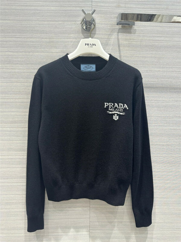 prada preppy basic round neck cashmere sweater