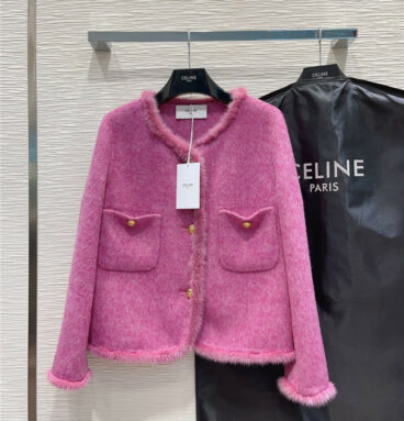 celine wool + mink coat