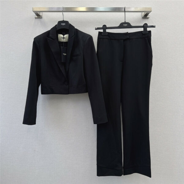 fendi short blazer + straight bootcut trousers suit