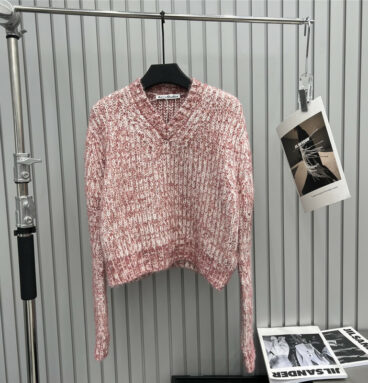 acne studios contrast wool blend off-shoulder knit sweater