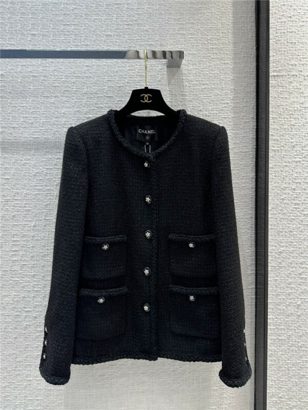 chanel black soft tweed jacket