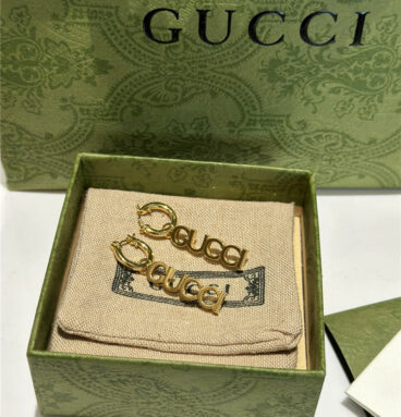 gucci letter logo chain earrings