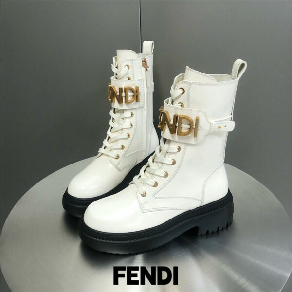 fendi metal logo martin boots short boots