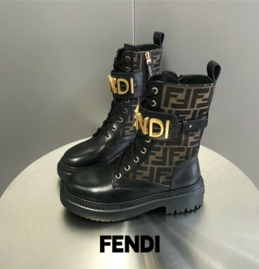 fendi metal logo martin boots short boots