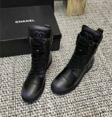 chanel polished cowhide boots