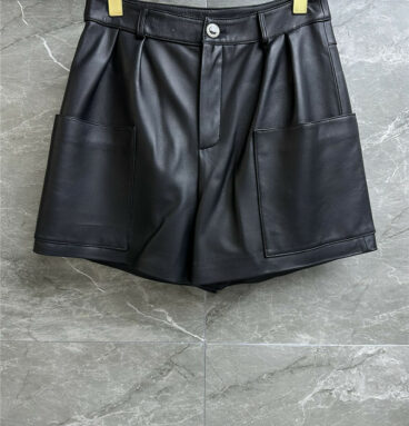 chanel large pocket leather shorts