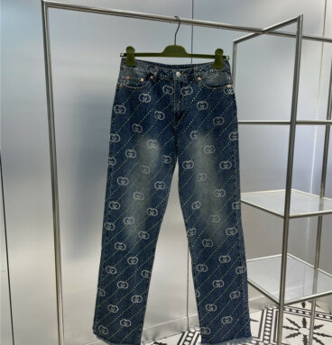 gucci new denim jeans with diamonds