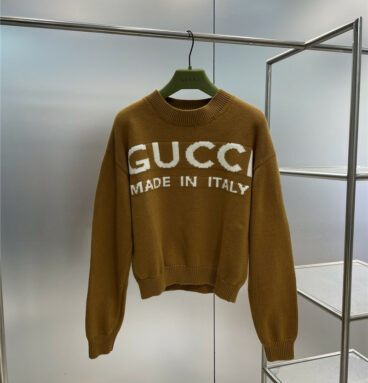 gucci classic crew neck embroidered knitted sweatshirt