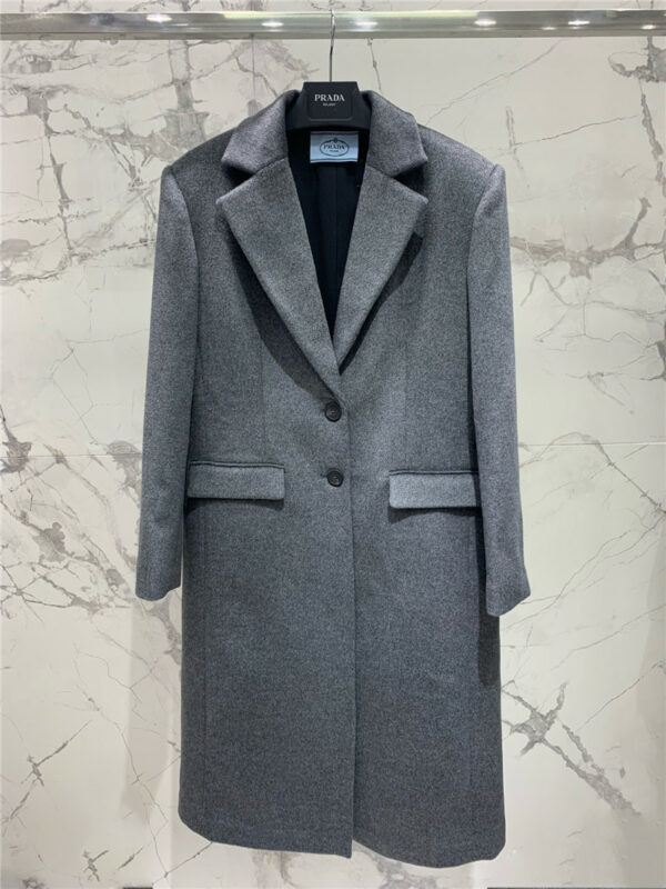 prada space gray wool coat